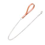 Laisse chaine forte cuir amazone 1m camel