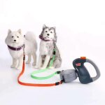 Laisse pour chien evago double t�te laisse pour chien r�tractable automatique pour deux chiens promenade ...