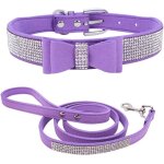 Laisses de collier de chien strass, cristal de diamant ensemble de laisse pour collier de chien, collier ...