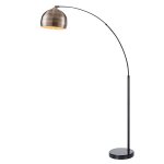 Lampadaire arquer arc lampe de salon abat - jour bronz�e pied marbre noir teamson home vn - l00010ab ...