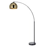 Lampadaire arquer arc lampe de salon abat - jour dor� pied marbre noir teamson home vn - l00012 - eu