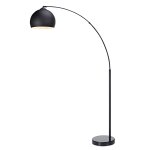 Lampadaire arquer arc lampe de salon abat - jour pied marbre noir teamson home vn - l00013 - eu