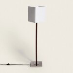 Lampadaire bois et m�tal lizza blanc