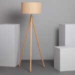 Lampadaire bois et tissu wolby beige