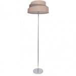 Lampadaire colonia chrome / gris - marron 1xe27 (153x40x40cm)