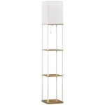 Lampadaire design 3 etag�res h. 159cm blanc effet bois clair