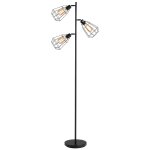 Lampadaire design industriel 3 ampoules max. 40 w abat - jour cage m�tal noir