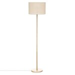 Lampadaire droit en bois de pin et abat - jour tress� beige naturel 36x3