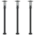 Lampadaires d'ext�rieur 3 pcs 100 cm acier inoxydable noir helloshop26 02 0042545