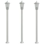 Lampadaires d'ext�rieur 3 pcs argent� 120 cm acier inoxydable argent helloshop26 02 0042557