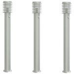 Lampadaires d'ext�rieur avec capteurs 3 pcs acier inoxydable argent helloshop26 02 0042567