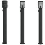 Lampadaires d'ext�rieur avec sortie 3 pcs acier inoxydable noir helloshop26 02 0042572