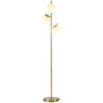 Lampadaire globe design n�o - r�tro 3 ampoules h. 169 cm m�tal dor�
