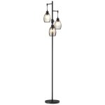 Lampadaire industriel grillag� arqu� h154 cm m�tal noir rotin