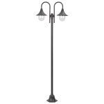 Lampadaire de jardin e27 220 cm aluminium 2 lanternes bronze