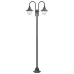 Lampadaire de jardin e27 220 cm aluminium 2 lanternes bronze marron helloshop26 02 0042539