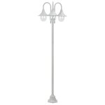 Lampadaire de jardin e27 220 cm aluminium 3 lanternes blanc helloshop26 02 0042540