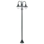 Lampadaire de jardin e27 220cm aluminium 3 lanternes fonc� vert helloshop26 02 0042543