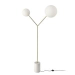 Lampadaire en marbre blanc effet calacatta et acier dor� avec deux globes en verre blanc ¿ Ángel cerd� ...