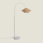 Lampadaire m�tal et bambou ail�n blanc
