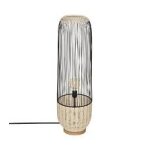 Lampadaire en m�tal noir et rotin h 95 cm
