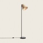 Lampadaire m�tal et rotin cesto noir