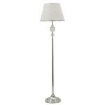Lampadaire en m�tal et tissu argent� et blanc (� 40 x 158 cm)