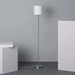 Lampadaire m�tal et tissu pangiri blanc