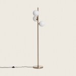 Lampadaire m�tal et verre moonlight brass round 3 spots dor�