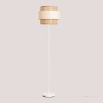 Lampadaire en rotin satu beige lin