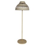 Lampadaire sans fil rotin beige h168cm