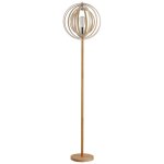 Lampadaire sur pied circulaire 40 w max. abat - jour bois naturel clair dim. ? 38 x 160 cm