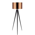 Lampadaire tr�pied lampe de salon sur pied noir abat - jour cuivr� romanza teamson home vn - l00005 - ...
