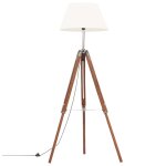 Lampadaire a tr�pied marron miel et blanc bois de teck 141 cm vidaxl vidaxl