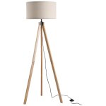 Lampadaire tr�pied style scandinave 40 w max. dim. 45l x 45l x 152h cm bois de pin lin beige