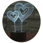 Lampe 3d double coeur lumi�re 7 couleurs luminaire led d�coration yonis