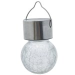 Lampe blanche solaire inox a suspendre