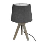 Lampe en bois bross? et abat - jour gris h 31 cm