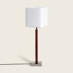 Lampe a poser bois et m�tal lizza blanc