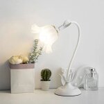 Lampe de bureau led meibeileil fleur - design col de cygne m�tal + pe, 3 lampes, id�ale pour filles, ...
