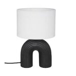 Lampe a poser en c�ramique noire et abat - jour blanc h 40. 5 cm