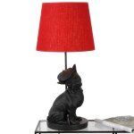 Lampe chien et abat jour rouge