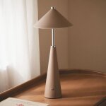 Lampe a poser led portable cuir et m�tal avec batterie usb rechargeable tyu tule brun