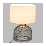 Lampe ? poser en m�tal noir et abat - jour blanc h 38 cm