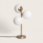 Lampe a poser m�tal et verre moonlight brass 3 spots dor�