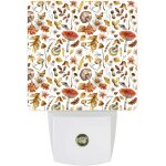 Lampe de nuit en forme de champignon, feuille d'�rable d'automne, motif floral botanique, veilleuse lumineuse ...