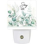 Lampe de nuit en forme de feuilles d'eucalyptus, aquarelle, sarcelle, botanique, lumineuse, pour chambre ...