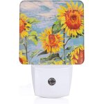 Lampe de nuit en forme de peinture a l'huile de tournesol, capteur intelligent du cr�puscule a l'aube, ...
