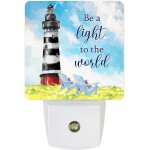 Lampe de nuit en forme de phare c�tier, aquarelle, bleu ombr�, ciel nautique, veilleuse lumineuse pour ...
