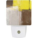 Lampe de nuit géométrique moderne, jaune, marron, gris, peinture a l'huile, art abstrait, veilleuses ... Lampe de nuit géométrique moderne, jaune, marron, gris, peinture a l'huile, art abstrait, veilleuses ...